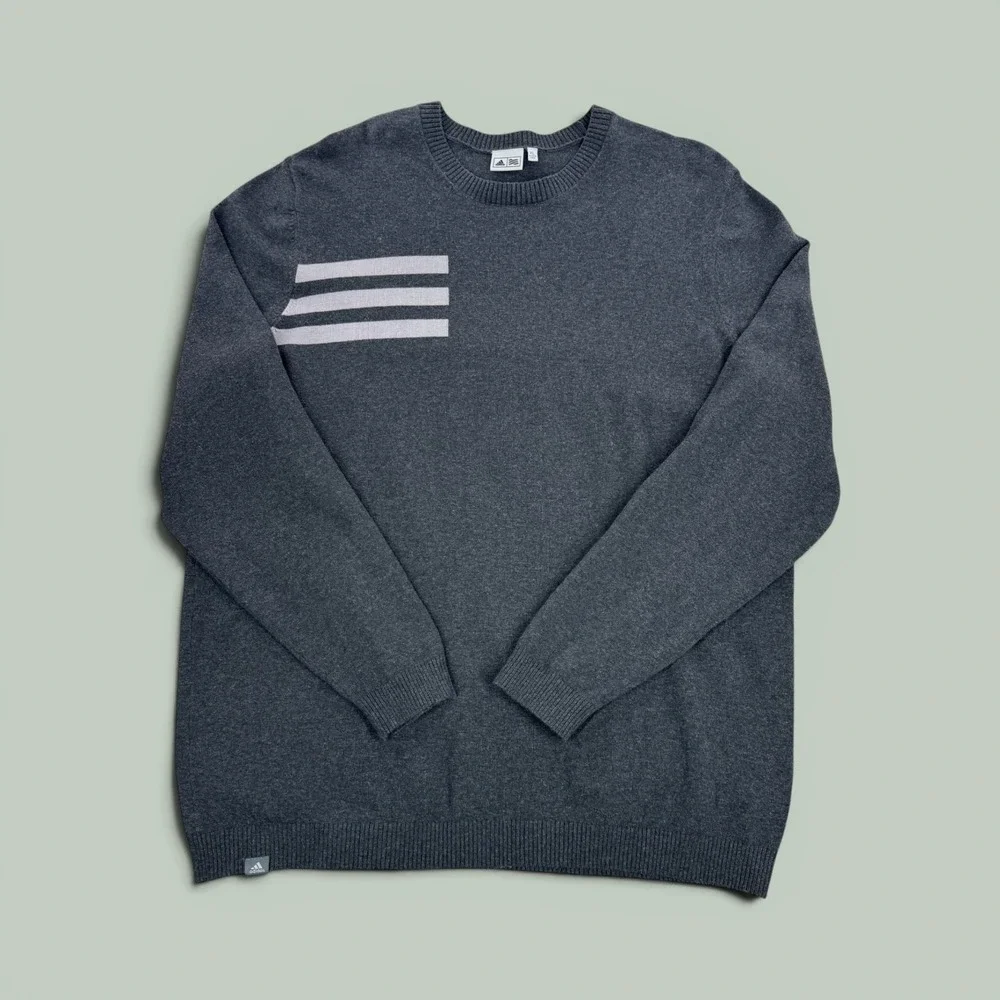 Adidas Golf Mens XL Charcoal Grey Crewneck Sweater Cotton Blend CF7540